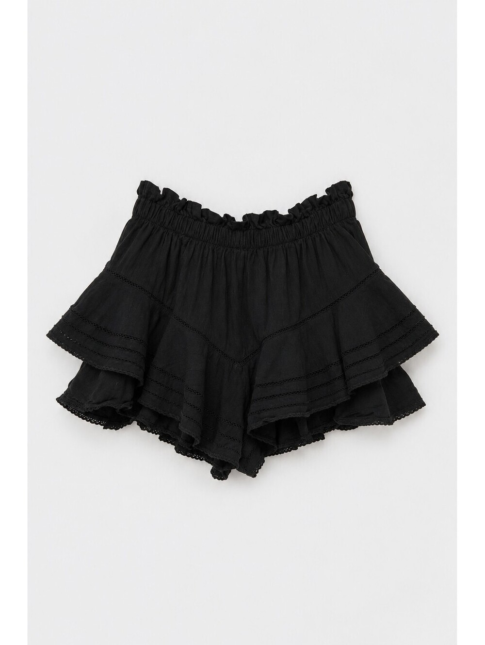 Aerie Rock N Ruffle Skort M Black Cotton Tiered Boho Mini Shorts